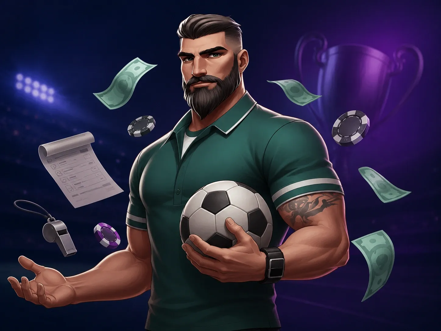 Confident athlete amid betting excitement