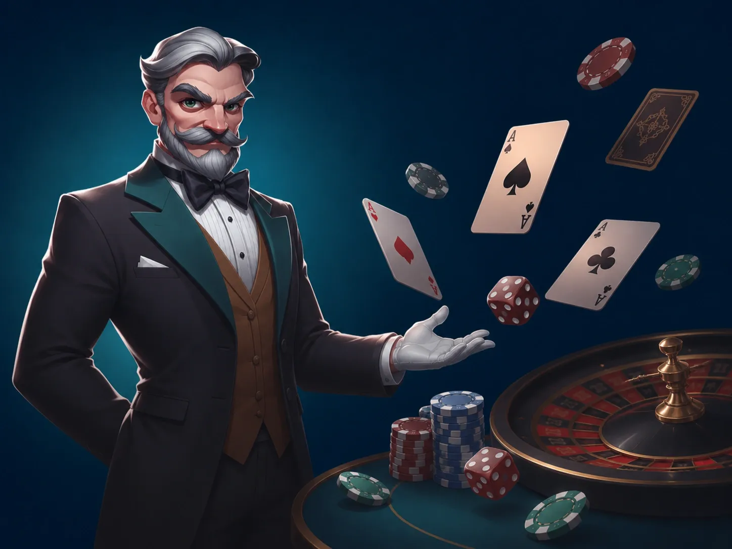Elegant casino sorcerer in action